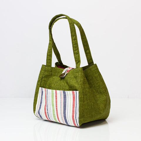 Mini Tote Bag with Stripes (Enshu Cotton) - Purematcha Australia