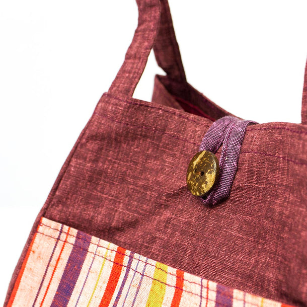 Mini Tote Bag with Stripes (Enshu Cotton) - Purematcha Australia