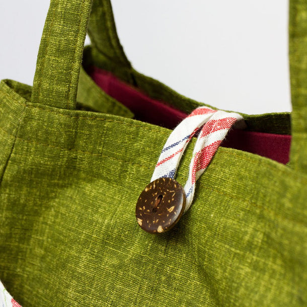 Mini Tote Bag with Stripes (Enshu Cotton) - Purematcha Australia