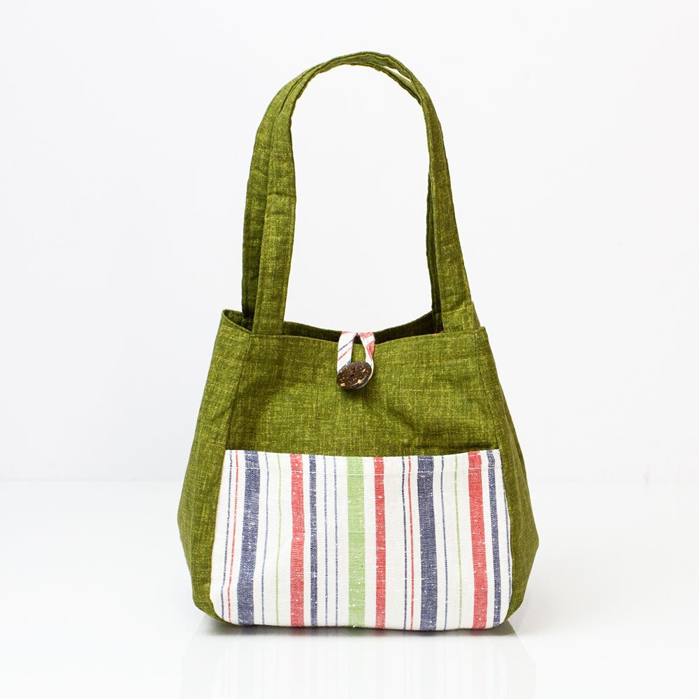 Mini Tote Bag with Stripes (Enshu Cotton) - Purematcha Australia