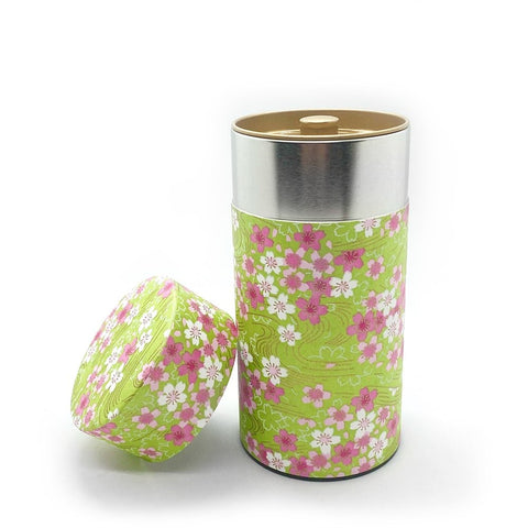 SAKURA Green Washi Paper Tea Canister - Purematcha Australia