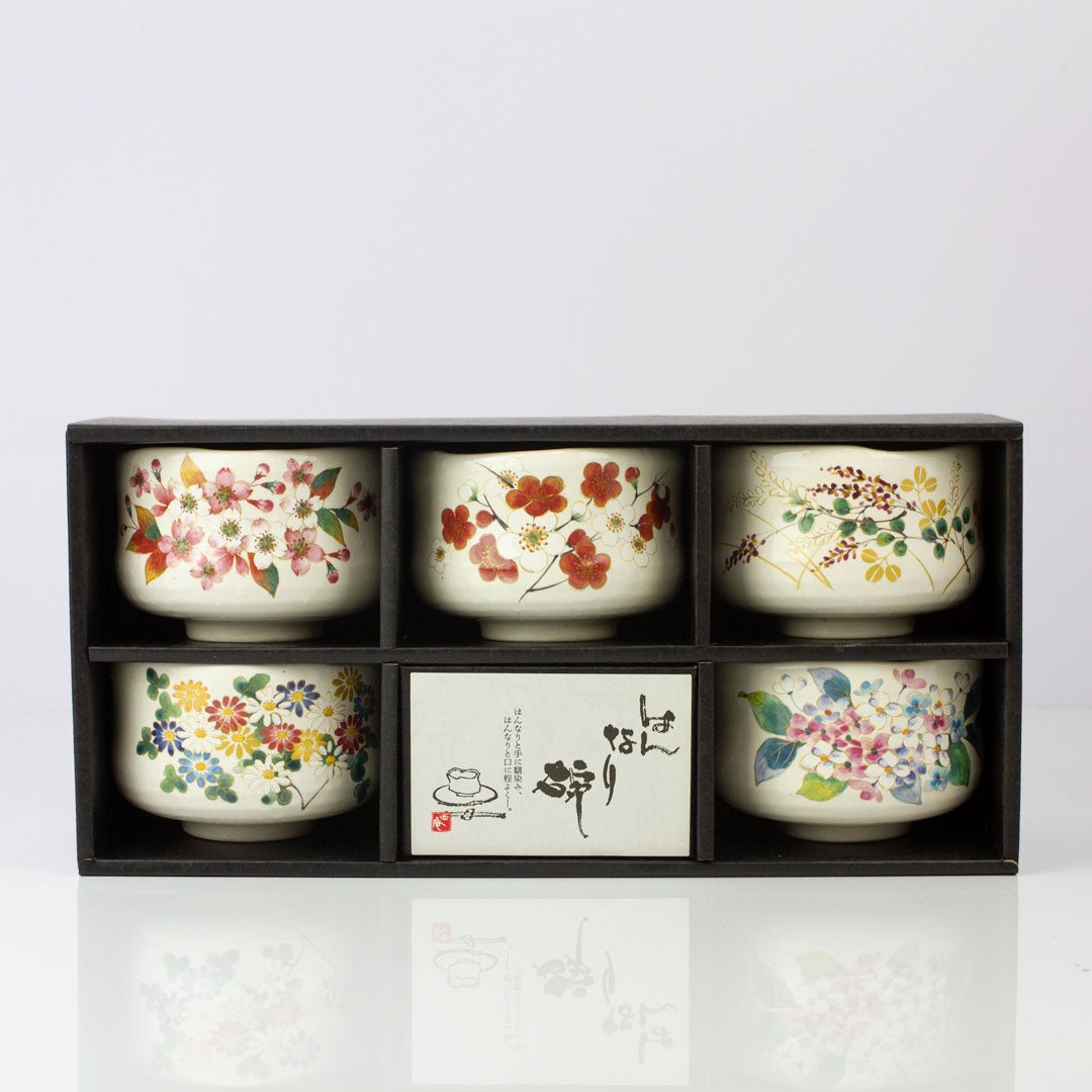 Set of 5 Matcha Tea Bowls (250ml) - Made in Japan - Purematcha Australia