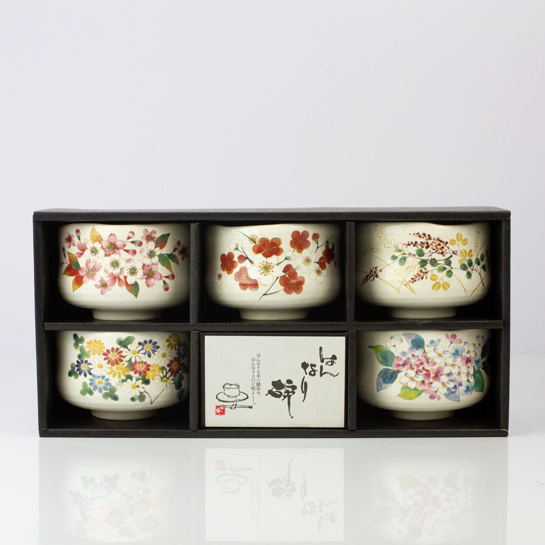 Set of 5 Matcha Tea Bowls (250ml) - Made in Japan