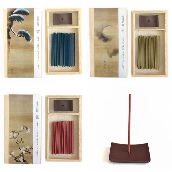Snow, Moon, Flowers Incense / Paulownia Box - Purematcha Australia
