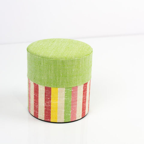 Striped Fabric Wrapped Japanese Tea Storage Canister - Purematcha Australia