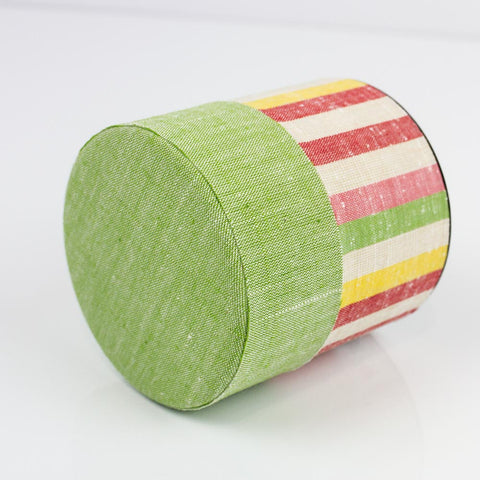 Striped Fabric Wrapped Japanese Tea Storage Canister - Purematcha Australia