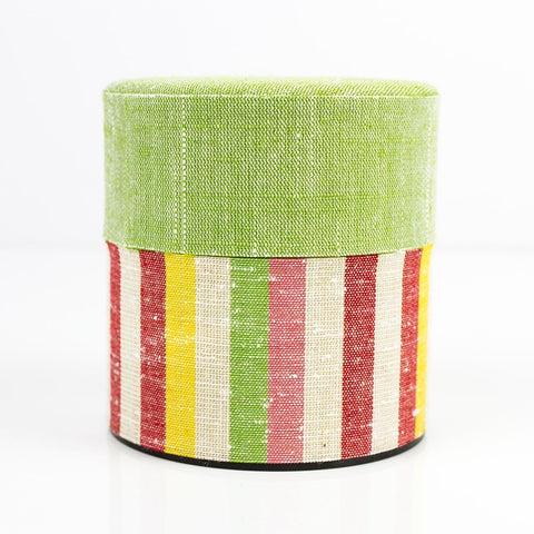 Striped Fabric Wrapped Japanese Tea Storage Canister - Purematcha Australia