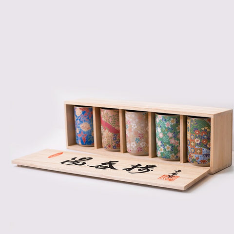 YUZEN 5 Piece Japanese Teacup set in Paulownia Gift Box - Purematcha Australia